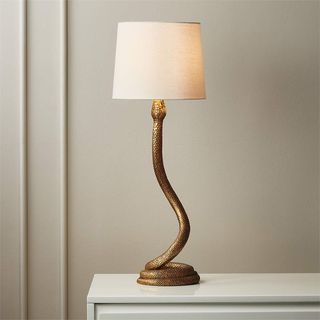 table lamp with decorative snake bronze base