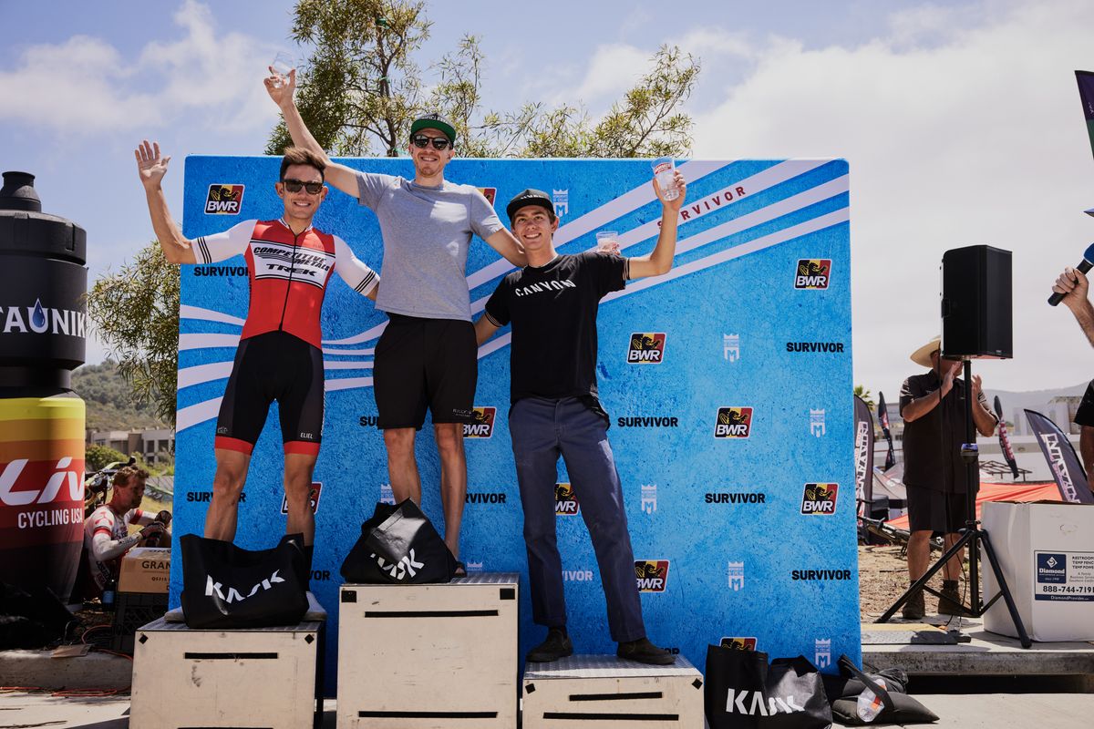 The men's podium at the Belgian Waffle Ride California 2022