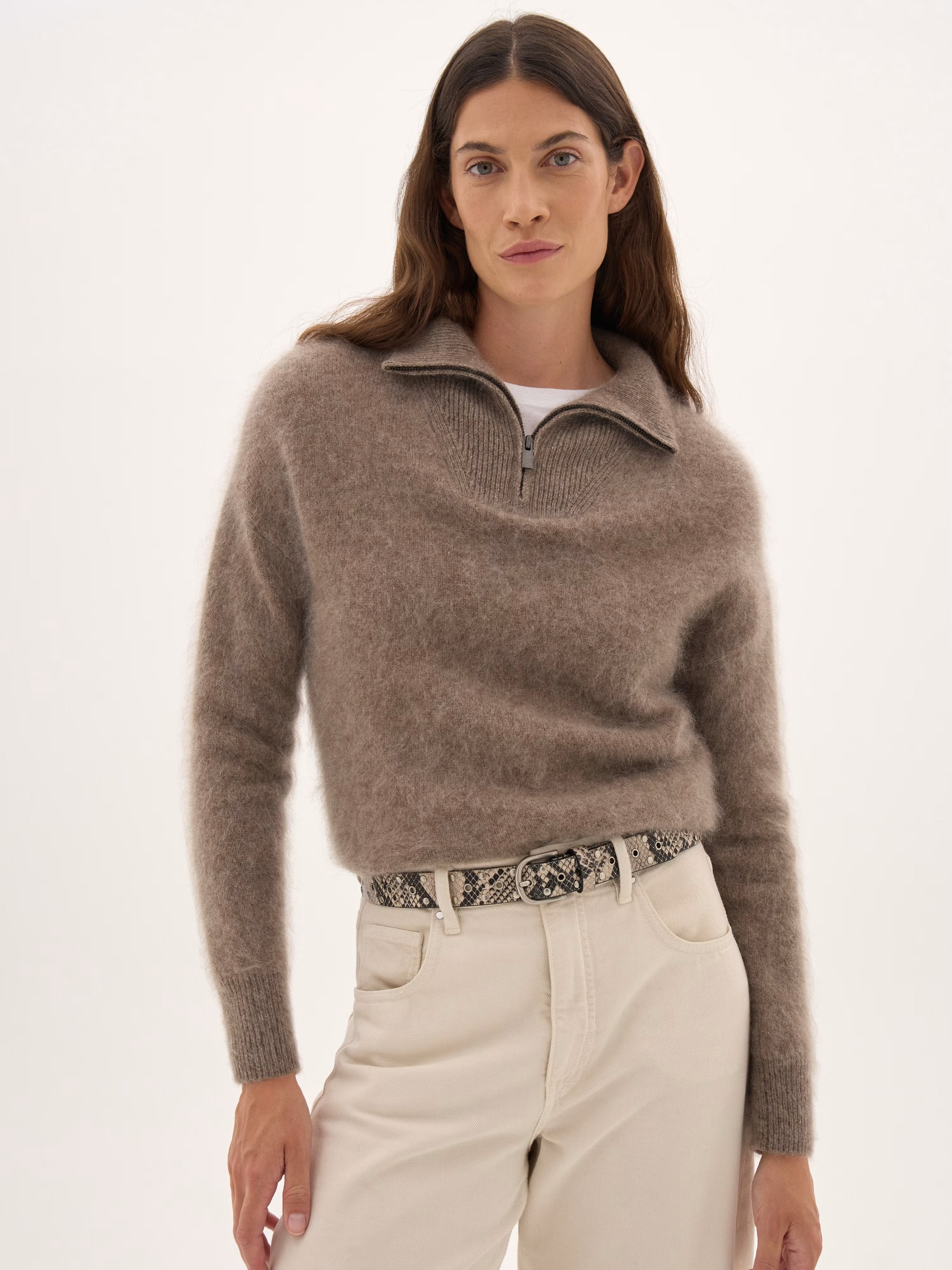 Hush, Seraphine Brushed Wool Quarter Zip Jumper
