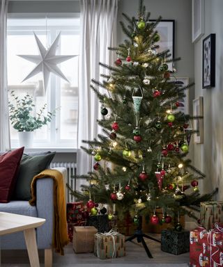 IKEA’s real Christmas tree in a decorated home