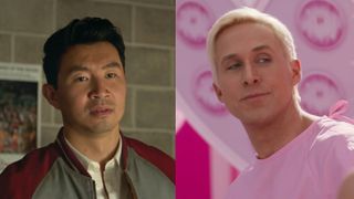 Simu Liu in Shang-Chi and Ryan Gosling in Barbie side by side. 