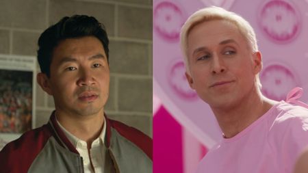 Simu Liu in Shang-Chi and Ryan Gosling in Barbie side by side. 