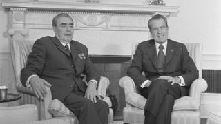 President Nixon and Soviet leader Leonid Brezhnev pictured in the White House