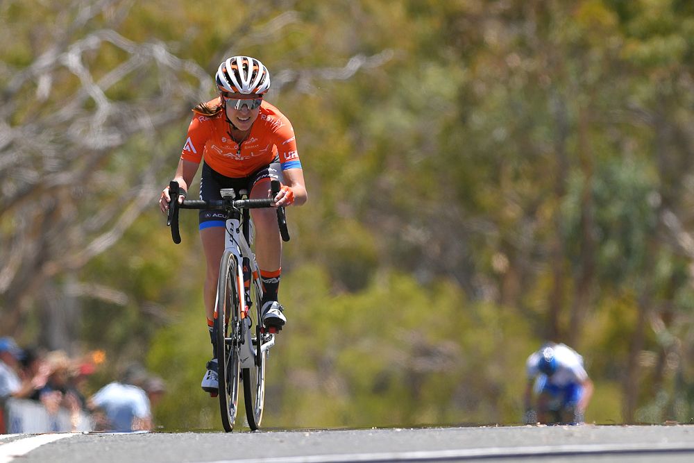 Kristabel Doebel-Hickok finishes third on stage 2 of the Tour Down Under