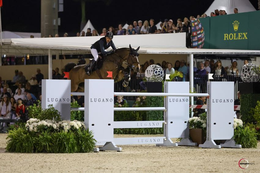Laura Kraut and Baloutinue competing at WEF in Florida, where they won the 5* grand prix