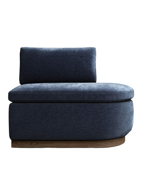 Edendale Blue Upholstered Right-Arm Storage Dining Banquette