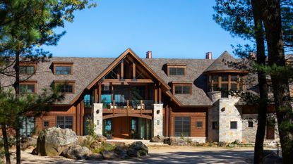 exterior of newbuild timber frame lodge