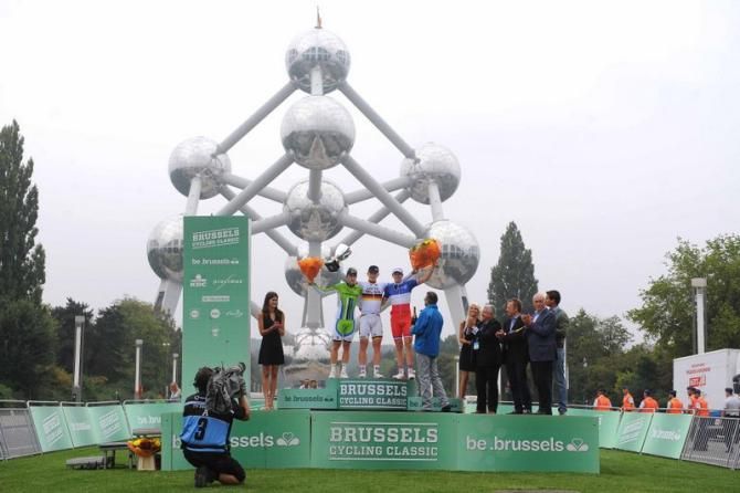 The podium celebrates