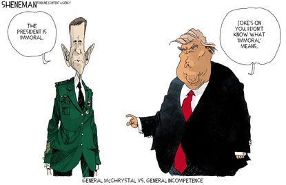 Political cartoon U.S. Trump Stanley McChrystal