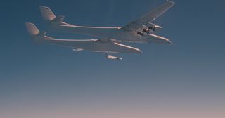 Stratolaunch successfully releases the Talon-0 separation test vehicle from its Roc air-launch platform on May 13, 2023.