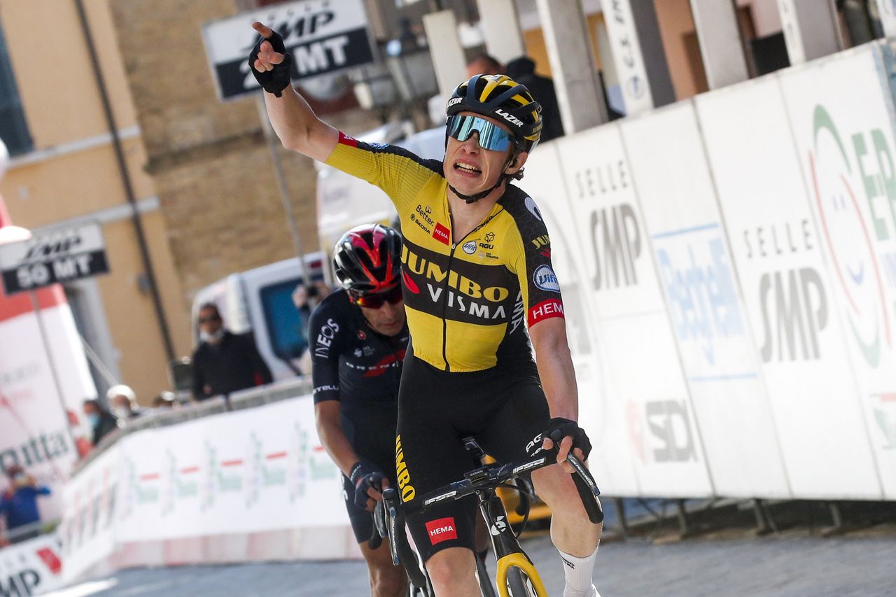 Settimana Internazionale Coppi e Bartali 2021 36th Edition 2nd stage Riccione Sogliano al Rubicone 163 km 24032021 Jonas Vingegaard DEN Jumbo Visma Ivan Ramiro Sosa COL Ineos Grenadiers photo Roberto BettiniBettiniPhoto2021