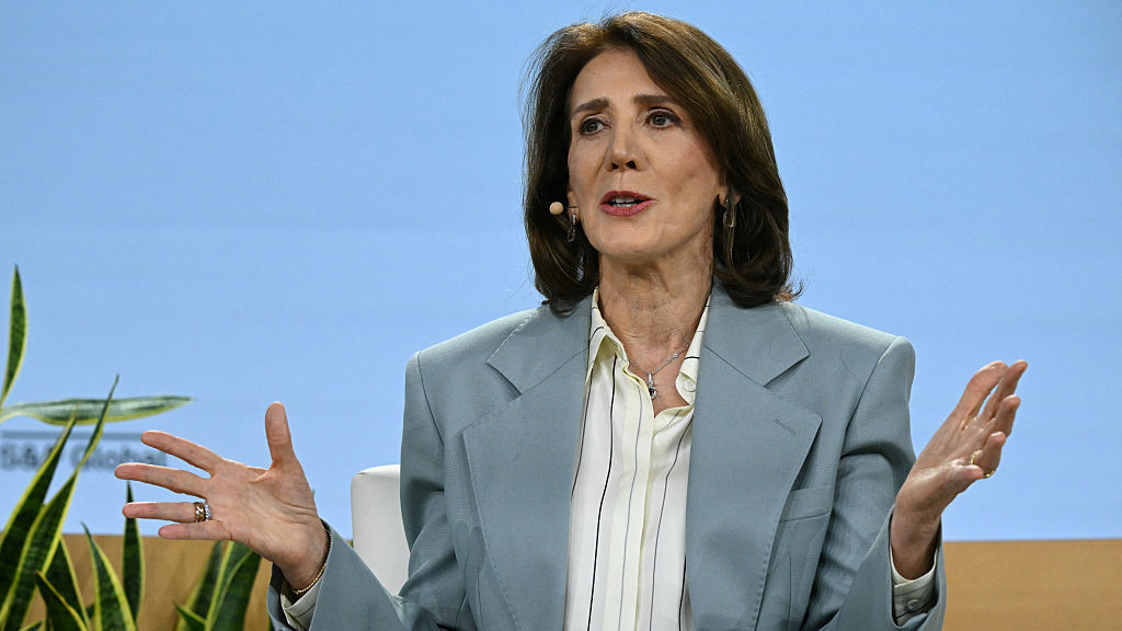 Ruth Porat, president and chief investment officer of Google parent Alphabet, on stage