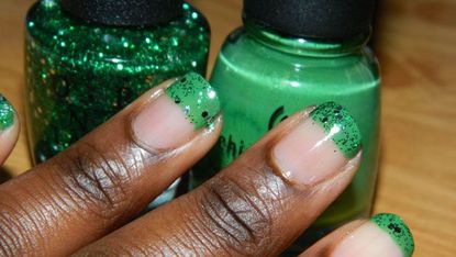 clear nails colored green tips st patricks day nail trend