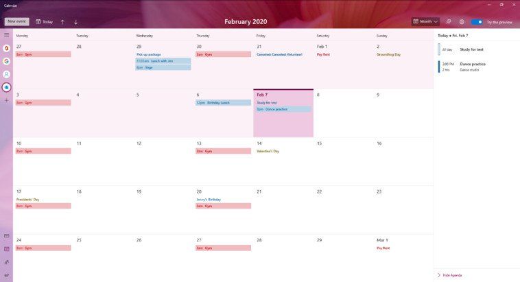 Windows 10 Build 19564 New Calendar