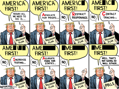 Political Cartoon U.S. Trump America first COVID