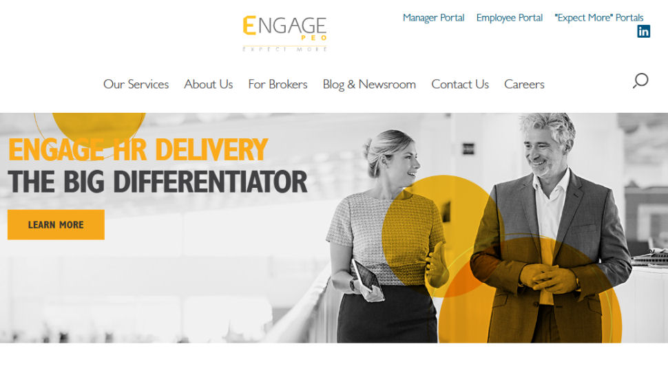 Captura de pantalla del sitio web Engage PEO (noviembre de 2024)