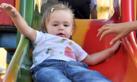 Toddler on slide