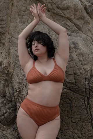 orange knitted bikini