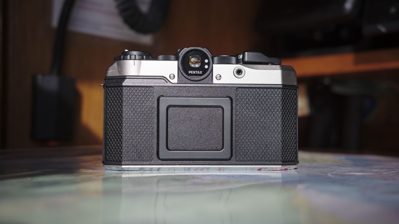 Pentax 17 compact film camera rear-on