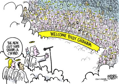 Political cartoon U.S. Billy Graham death