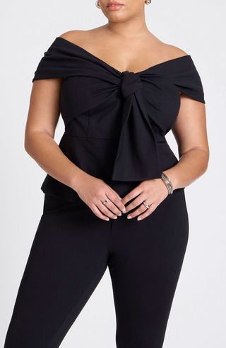 Knot Front Off the Shoulder Ponte Top