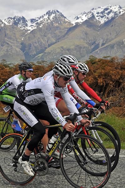 Floyd Landis rides with the Eyre Mountains in the background