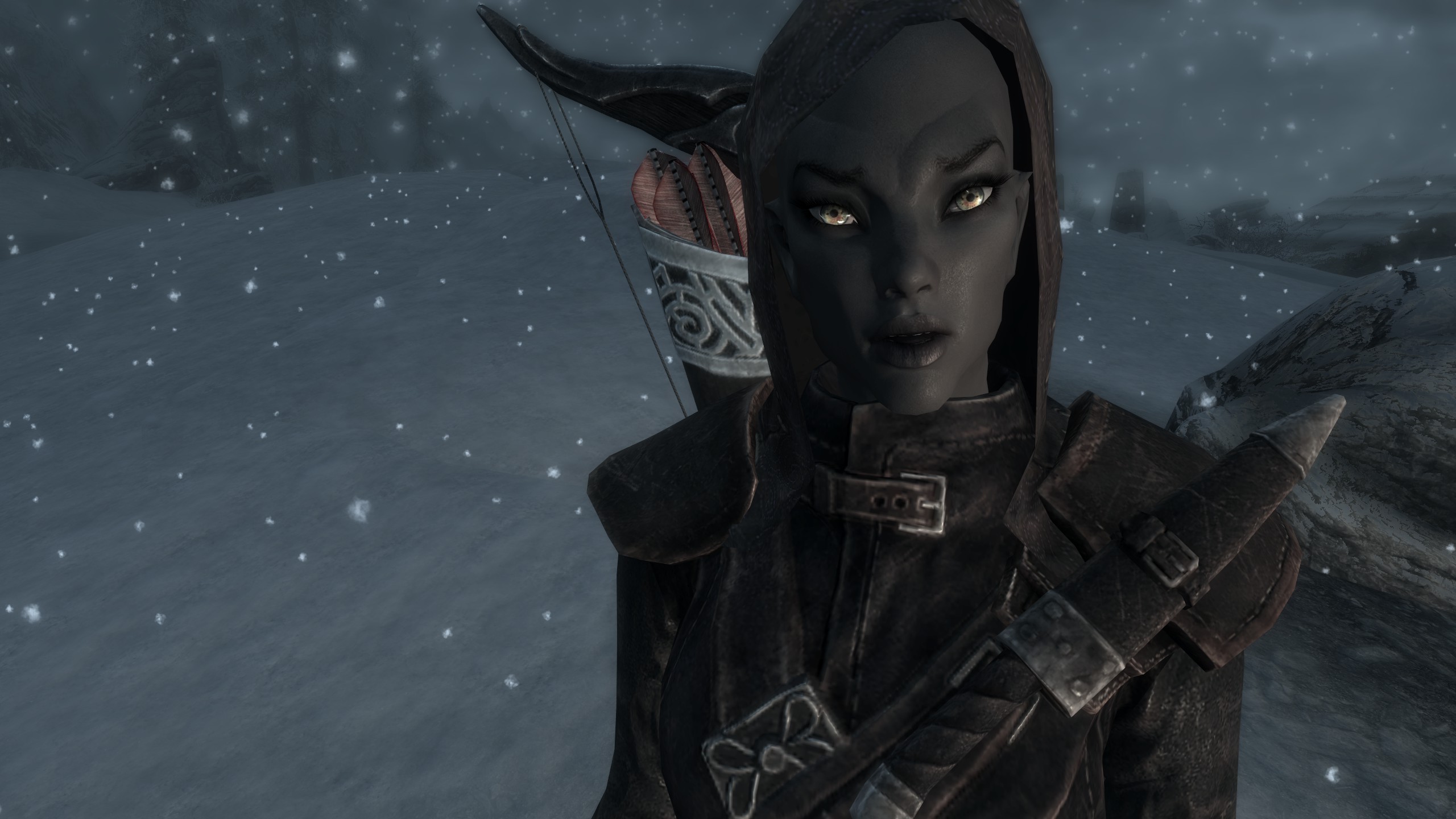 Karliah, a dark elf with nicer eyes thanks to The Eyes of Beauty, one of the best Skyrim mods