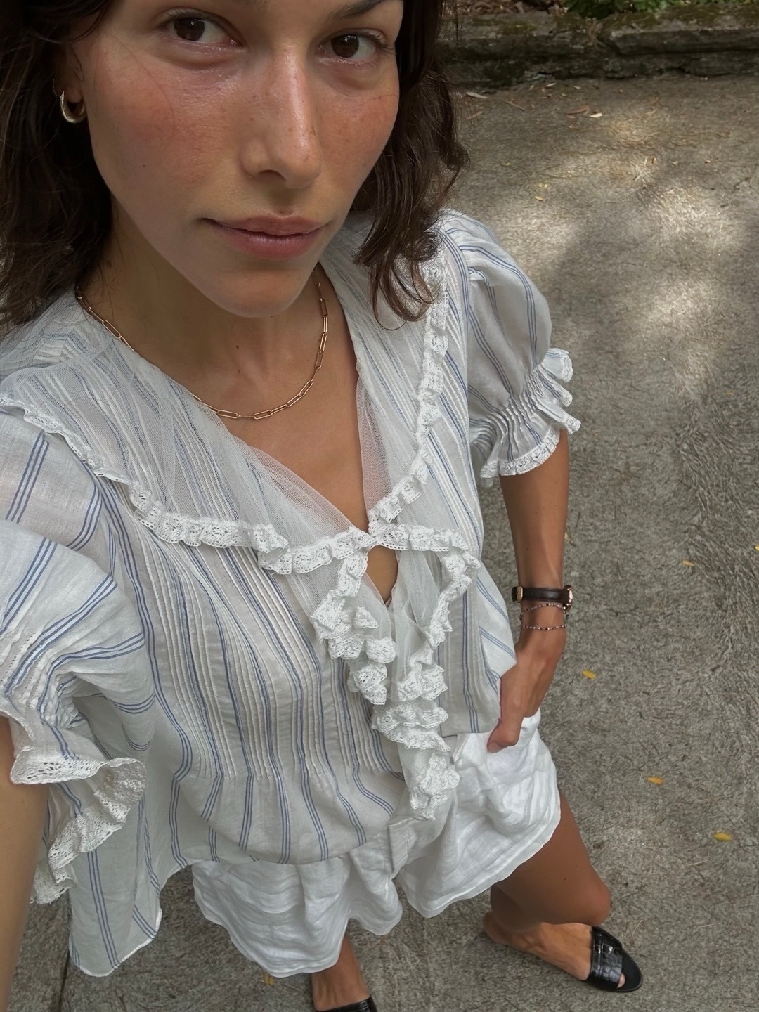 Helena wearing the Doen blouse