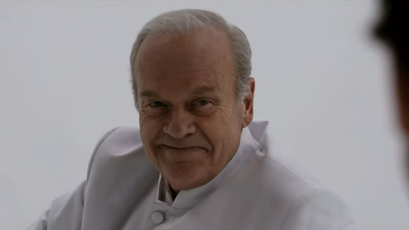Kelsey Grammer smiling creepily as Noah Cyrus in The Hunting Party Season 2x05