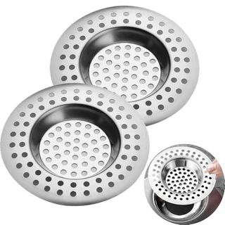 2 Pcs Sink Strainer, Stainless Steel Sink Strainer Plug, Drain Hair Catcher, Protector Shower Drain Cover, Sink Stopper Drain Filter for Kitchen, Bathtub, Bathroom, 2.95 