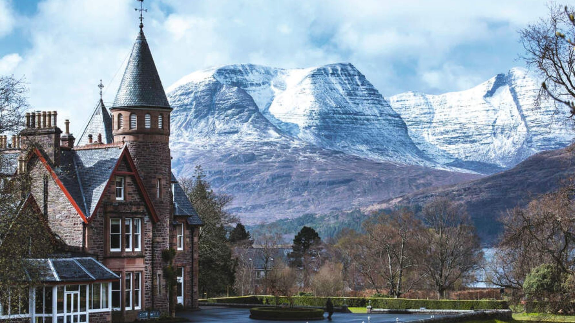 outside view of The Torridon, with mountains in the background