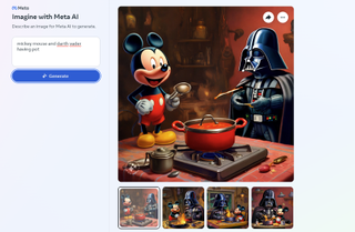 Mickey moue and Darth Vader smoking pot, as generated by Meta AI