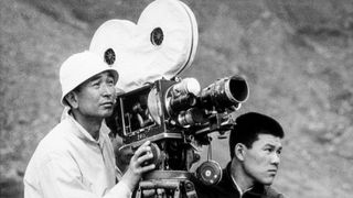 Akira Kurosawa behind the camera in 1960 on the set of The Bad Sleep Well