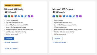 The Microsoft 365 subscription is available in family or individual