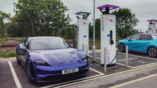 Porsche Taycan 4S charging at an Ionity charging station