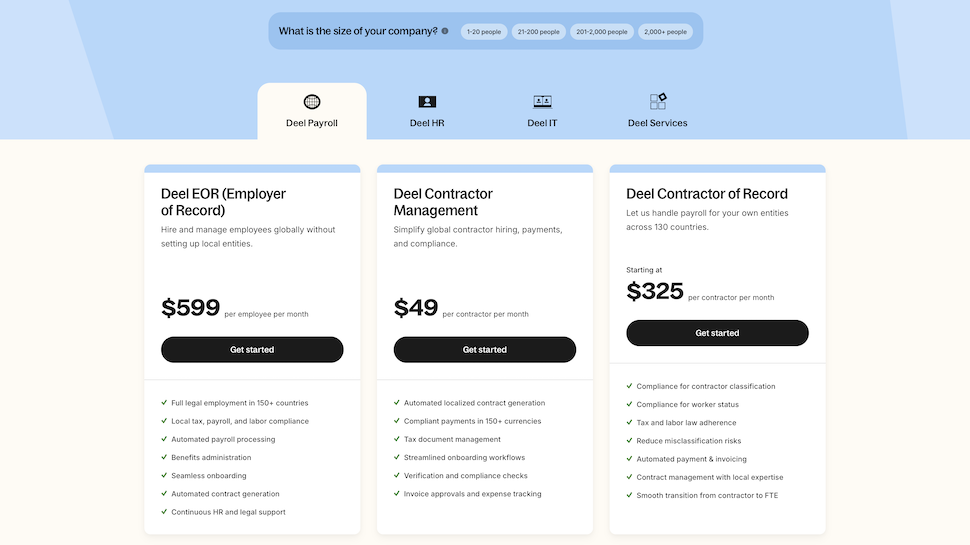 Deel website screenshot