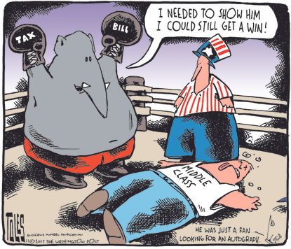 Political cartoon U.S. GOP tax cuts middle class