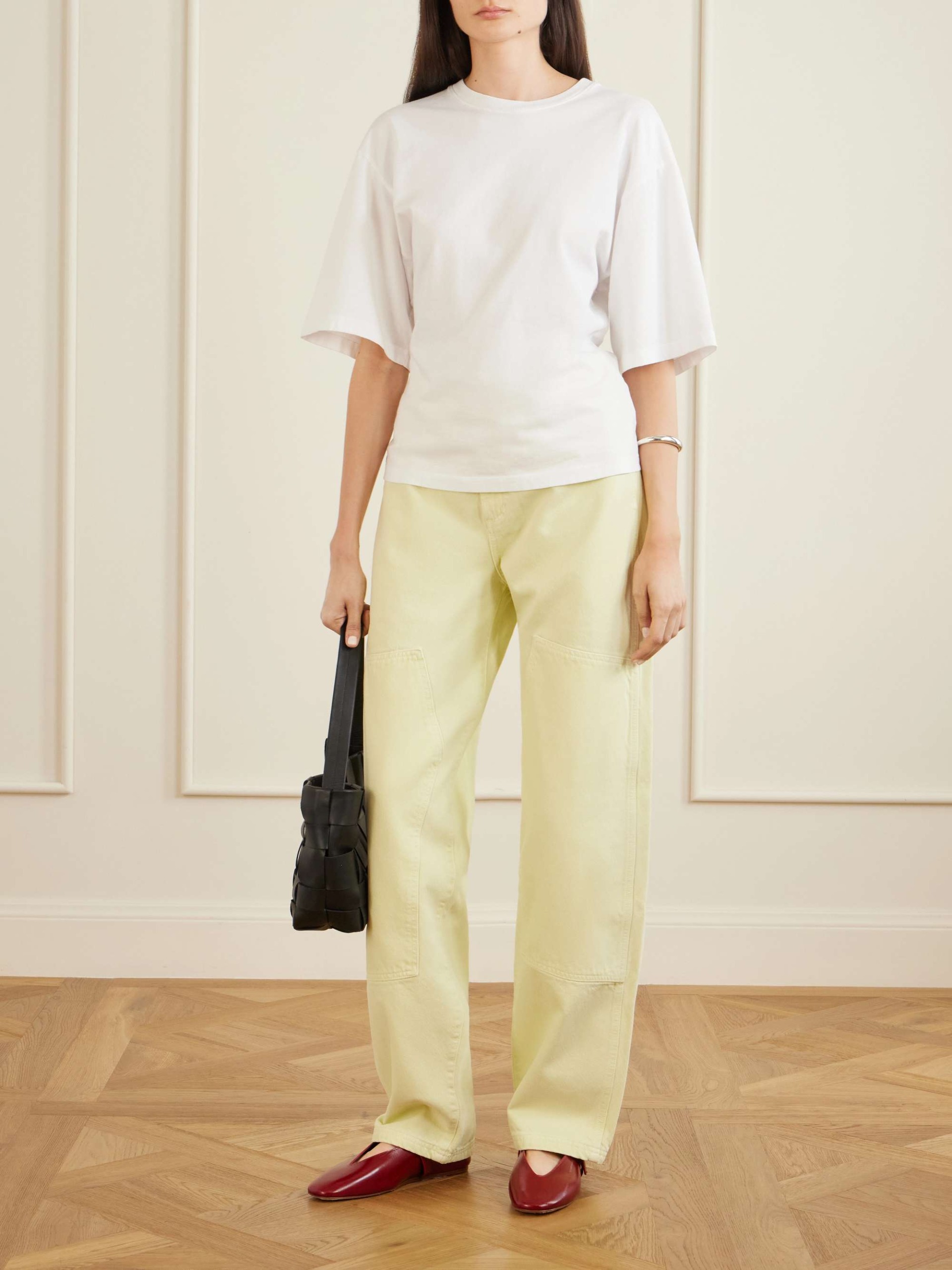 Laria Pieced Paneled Mid-Rise Wide-Leg Jeans