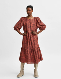 Selected Femme Printed Round Neck Midi Waisted Dress: £85 £68 (save £17) | Marks &amp; Spencer&nbsp;