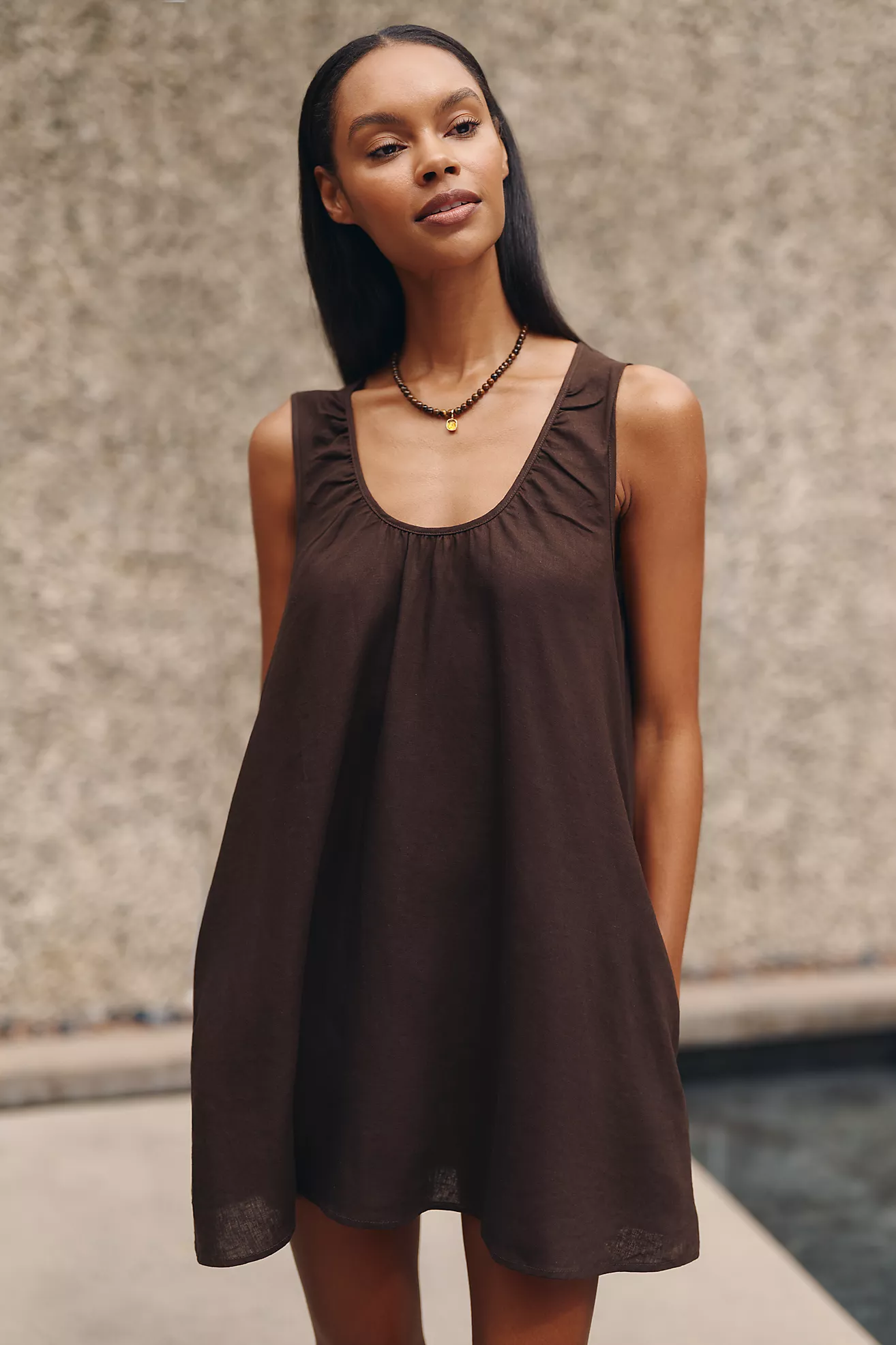 Celandine Linen-Blend Scoop Dress