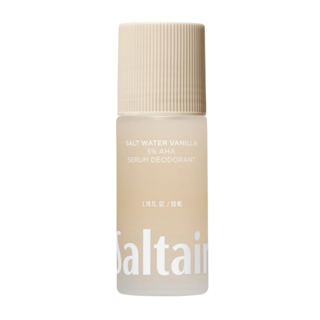 A product shot of the Saltair Salt Water Vanilla Serum Deodorant, on a white background