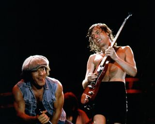 (L-R) Brian Johnson and Angus Young of AC/DC