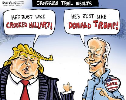 Political Cartoon U.S. 2020 Election Presidential Candidates Trump Biden