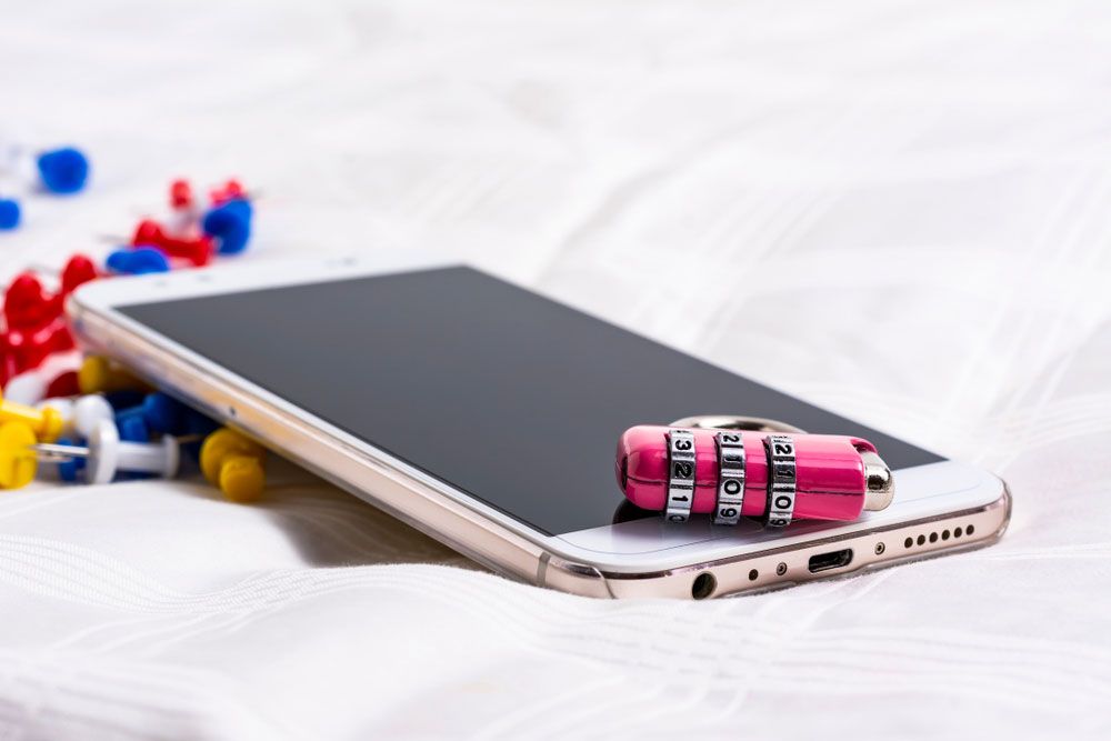 An iPhone with a combination lock.