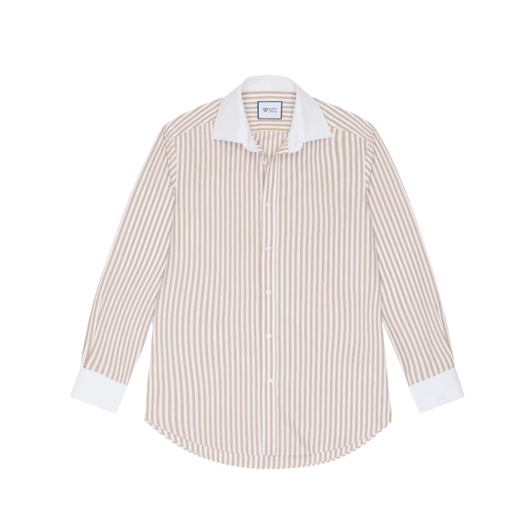 With Nothing Underneath, The Boyfriend Contrast: Fine Poplin, Latte Stripe