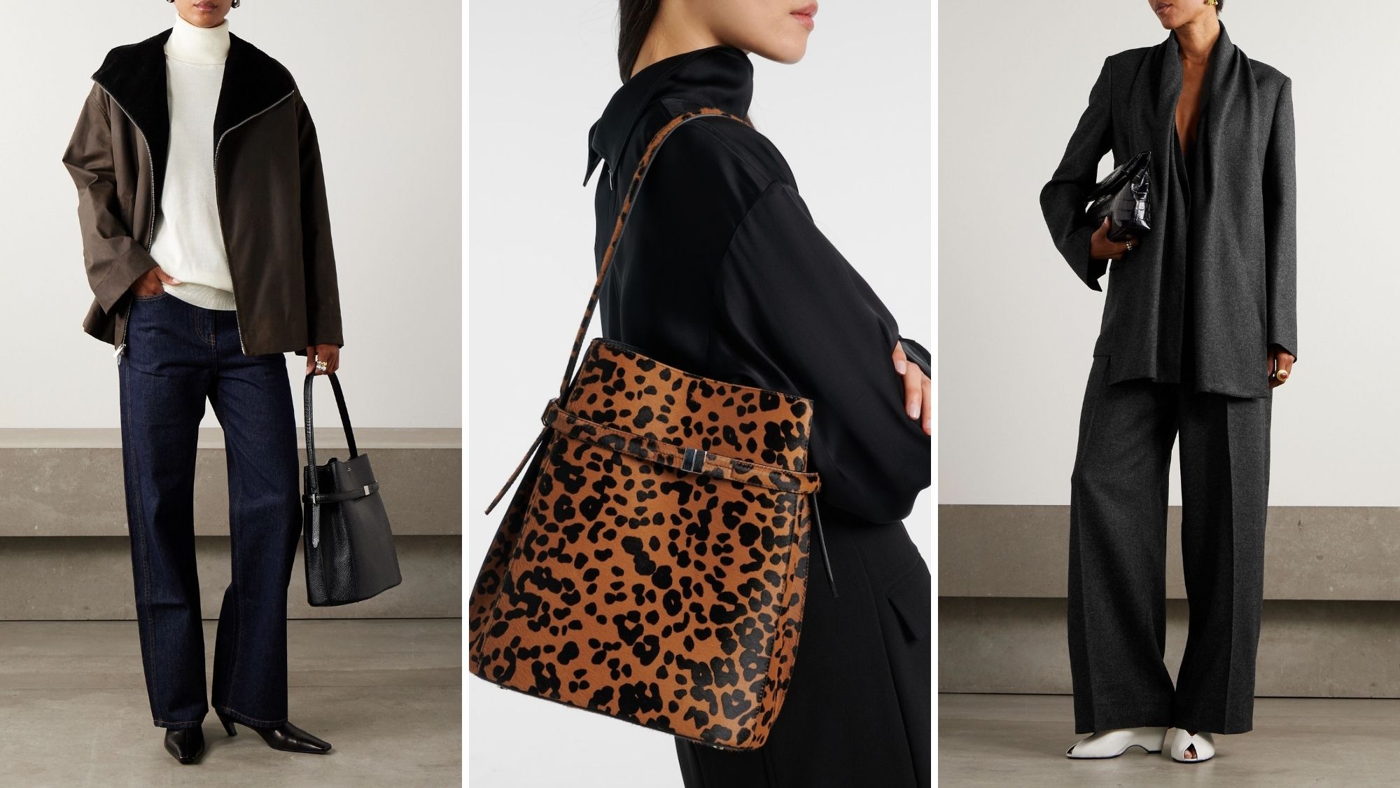 models wearing clothes and bags from toteme autumn 2025 collection