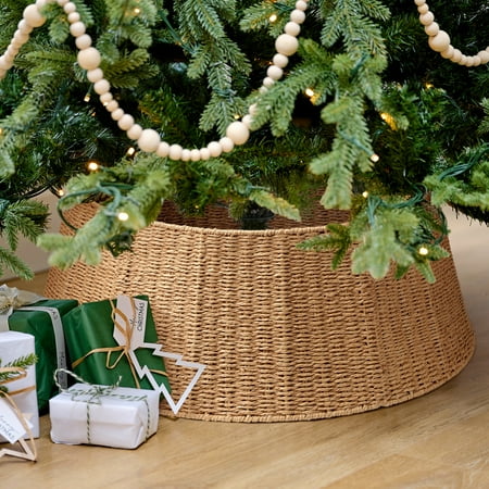 Ayieyill 26 Inch Christmas Tree Collar, Christmas Tree Skirt Cover for Christmas Tree Decorations | Rattan (natural)