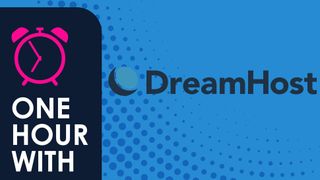 A clock next to the DreamHost logo with the text one hour with