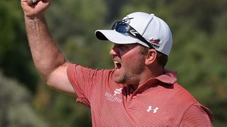 Steve Wheatcroft celebrates winning the Albertsons Boise Open