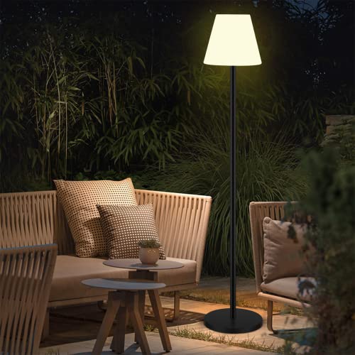 Solar Floor Lamp Outdoor Lamps for Patio Waterproof,rechargeable Cordless Floor Lamp With Light Sensor,brightness Dimmable Warm White+rgb Led Outdoor Lamp for Lawn,pool,garden.